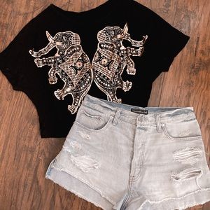 Forever 21 Metallic Elephant Slouch Tee